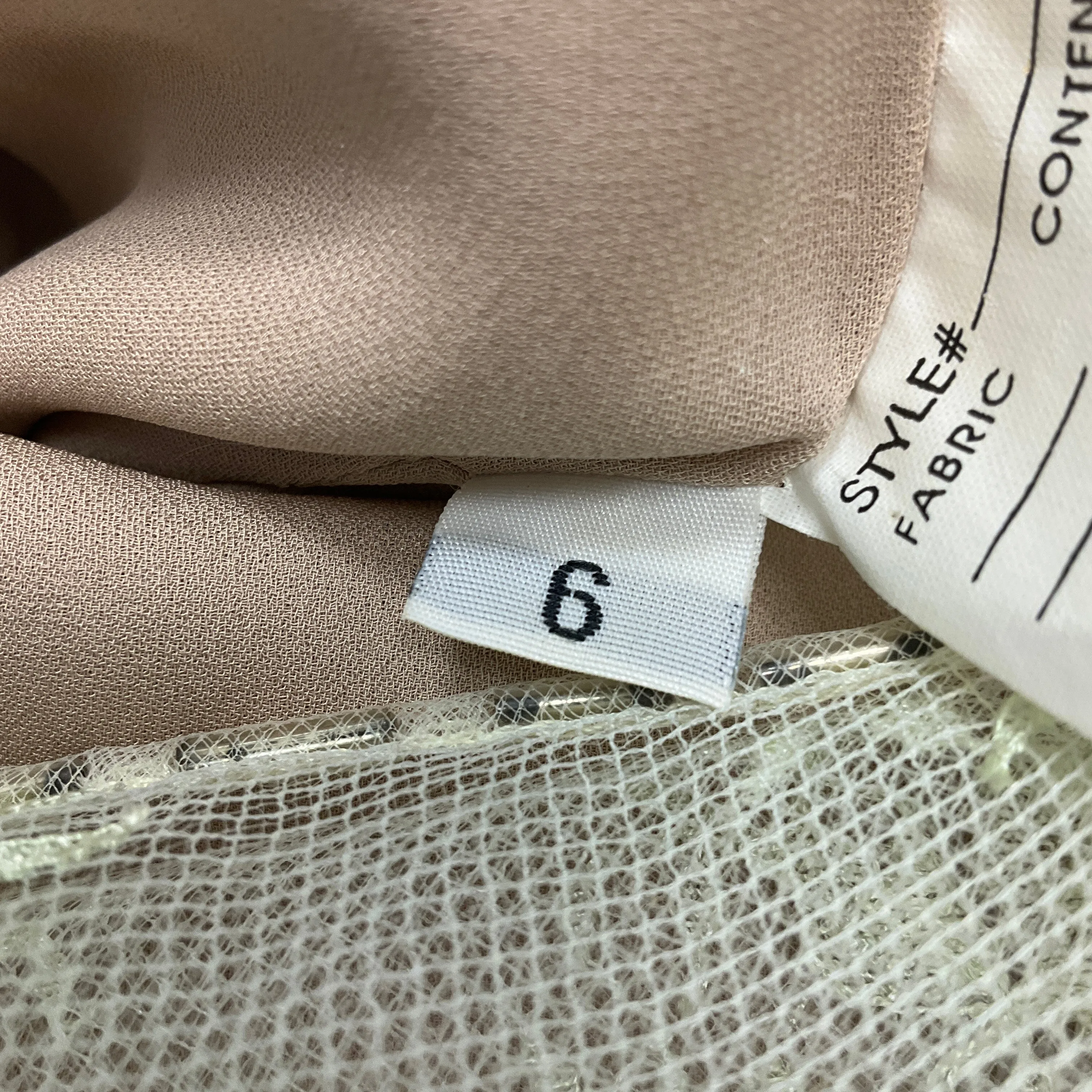 Angel Sanchez Lime / Beige Lace Overlay Cocktail Dress