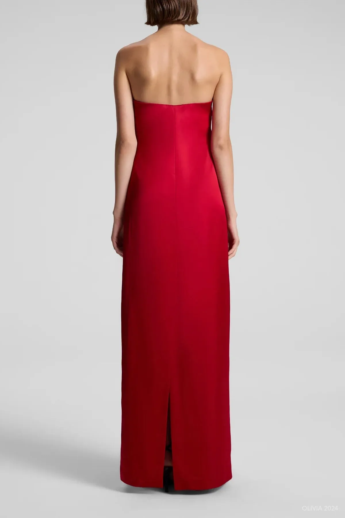Ani Strapless Satin Gown in Really Red