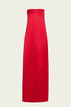 Ani Strapless Satin Gown in Really Red
