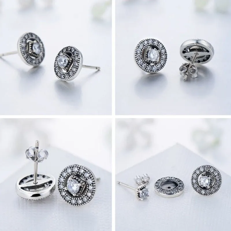 Antique Silver Stud Earring S925 Wedding Jewelry For Women