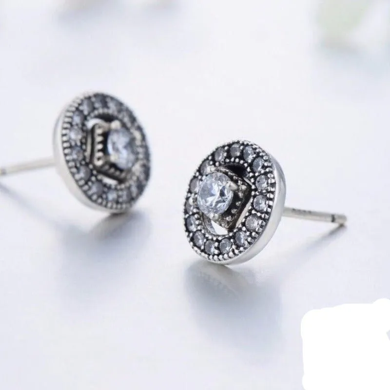 Antique Silver Stud Earring S925 Wedding Jewelry For Women