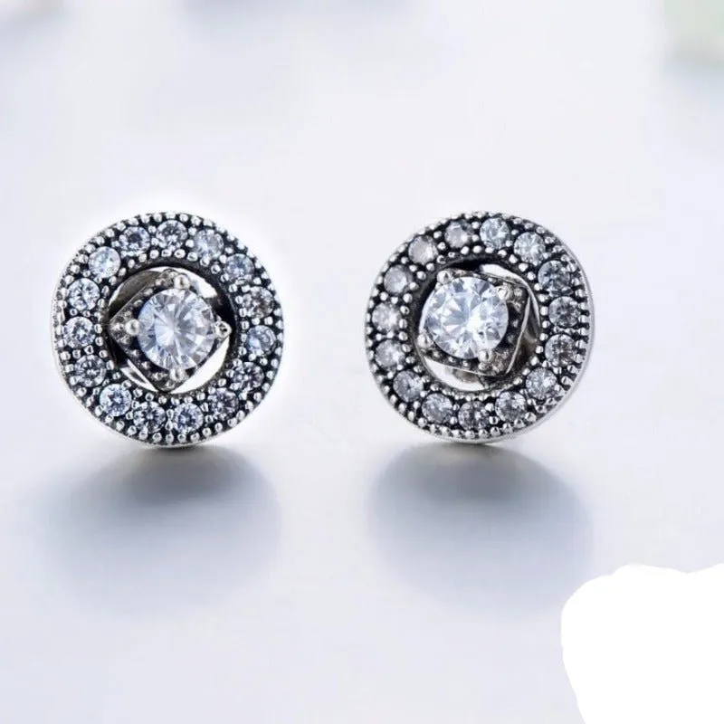 Antique Silver Stud Earring S925 Wedding Jewelry For Women