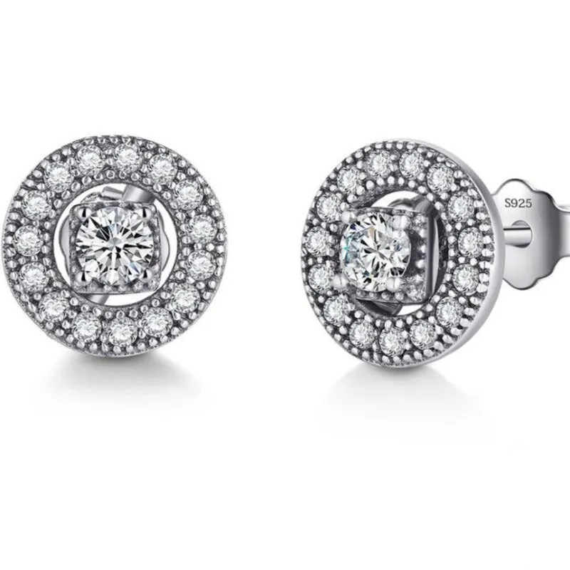 Antique Silver Stud Earring S925 Wedding Jewelry For Women
