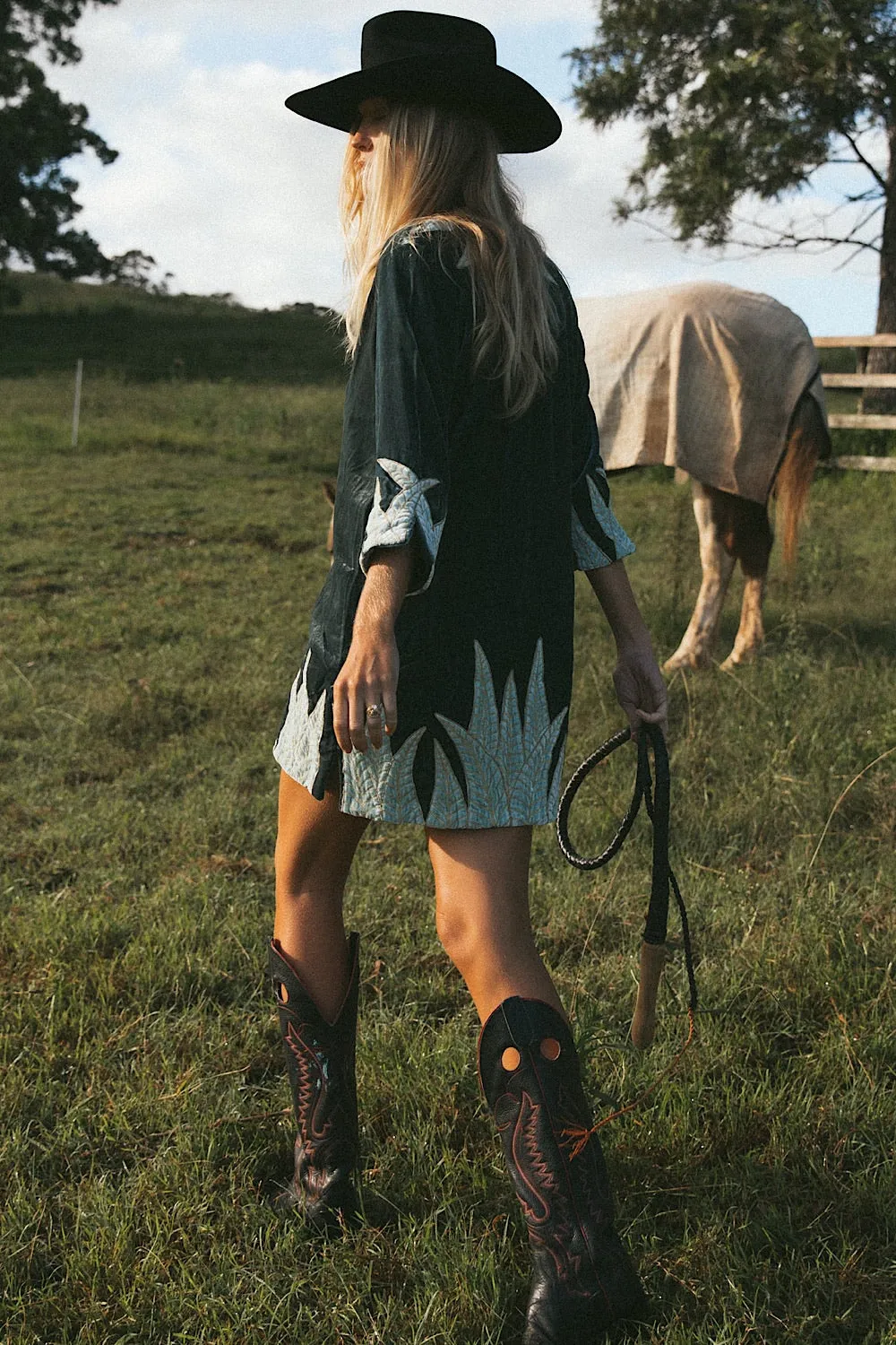 Aquarius Velvet Tunic Dress - Deep Teal