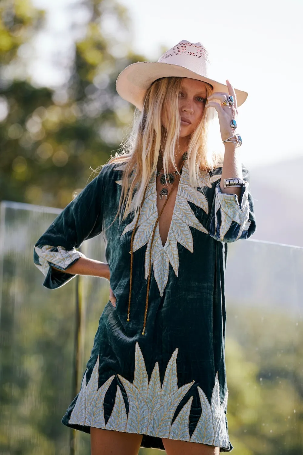 Aquarius Velvet Tunic Dress - Deep Teal