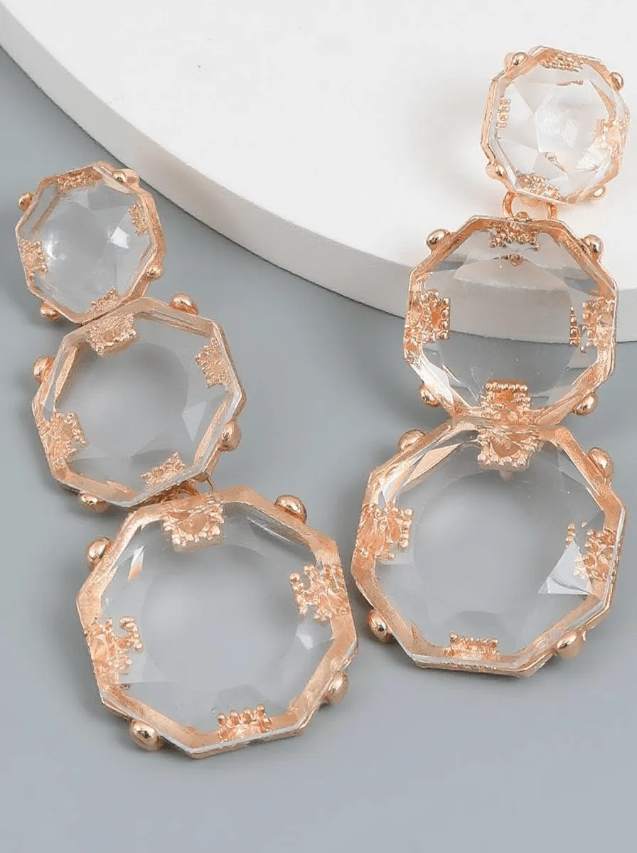 Artsy Rhinestone Long Drop Earrings