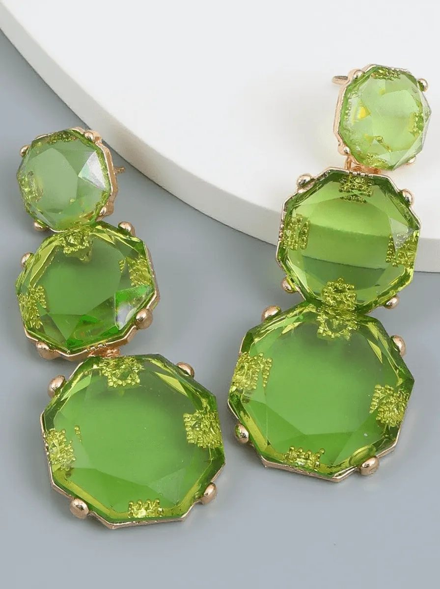 Artsy Rhinestone Long Drop Earrings