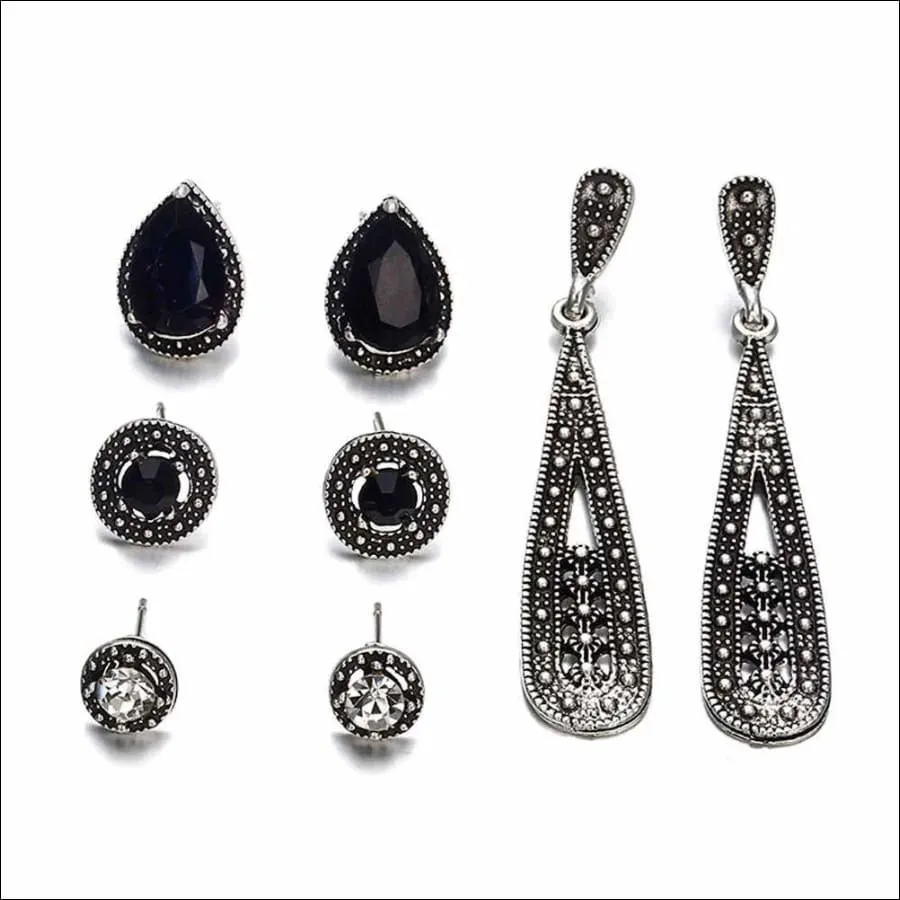 Astrid Oxidized Silver Earring Set