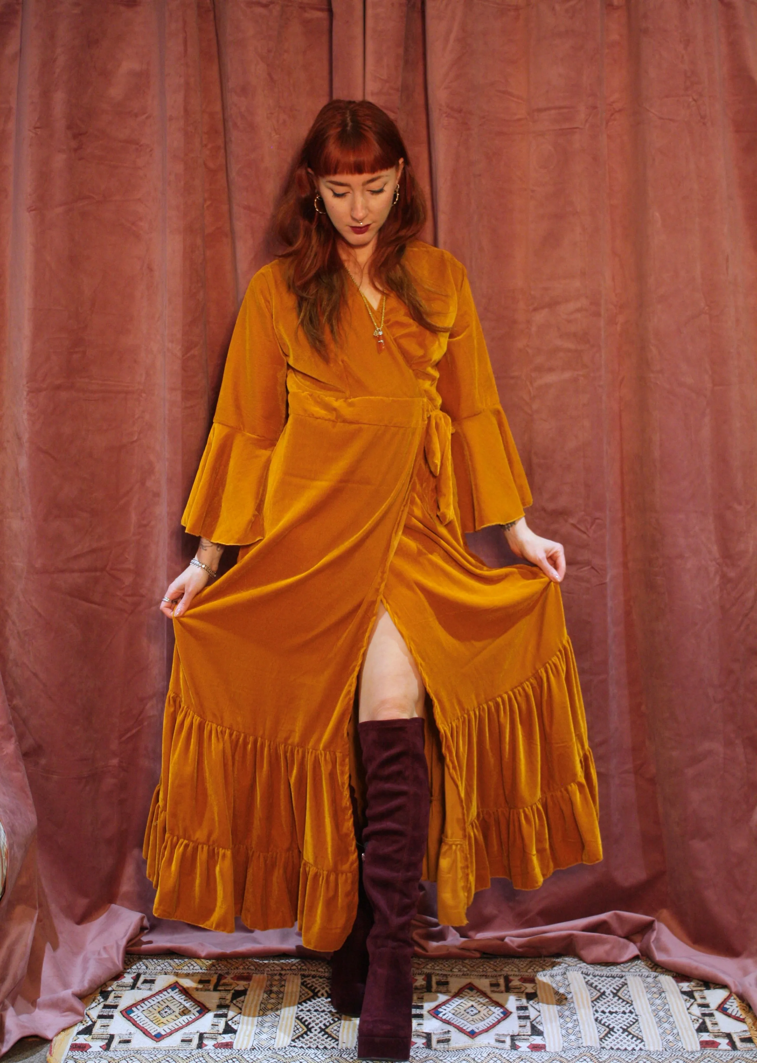 'Astrid' Velvet Wrap Dress