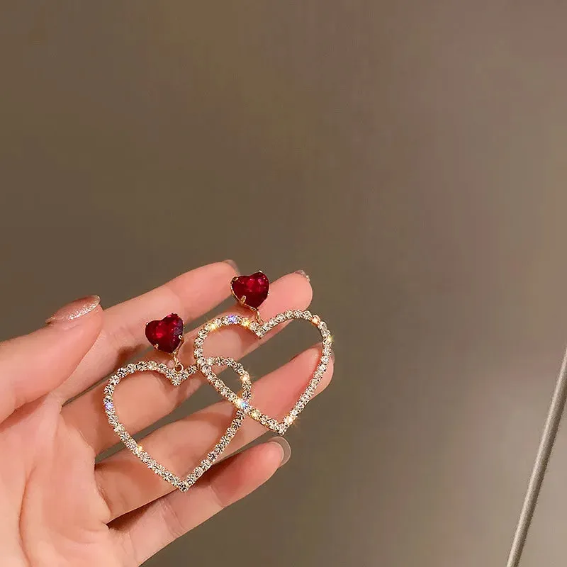 Asymmetric Hollow Love Tassel Earrings