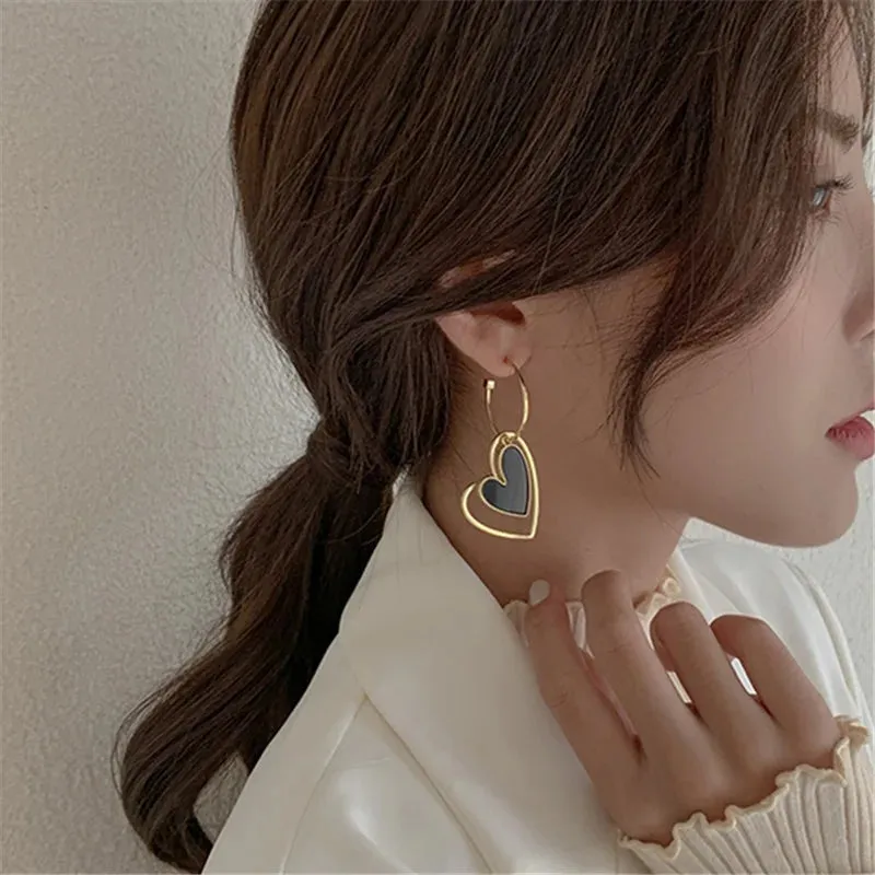 Asymmetric Hollow Love Tassel Earrings