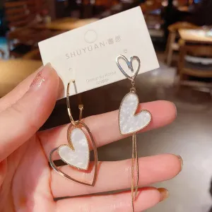 Asymmetric Hollow Love Tassel Earrings
