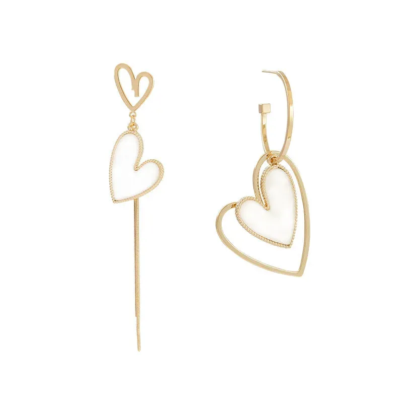 Asymmetric Hollow Love Tassel Earrings