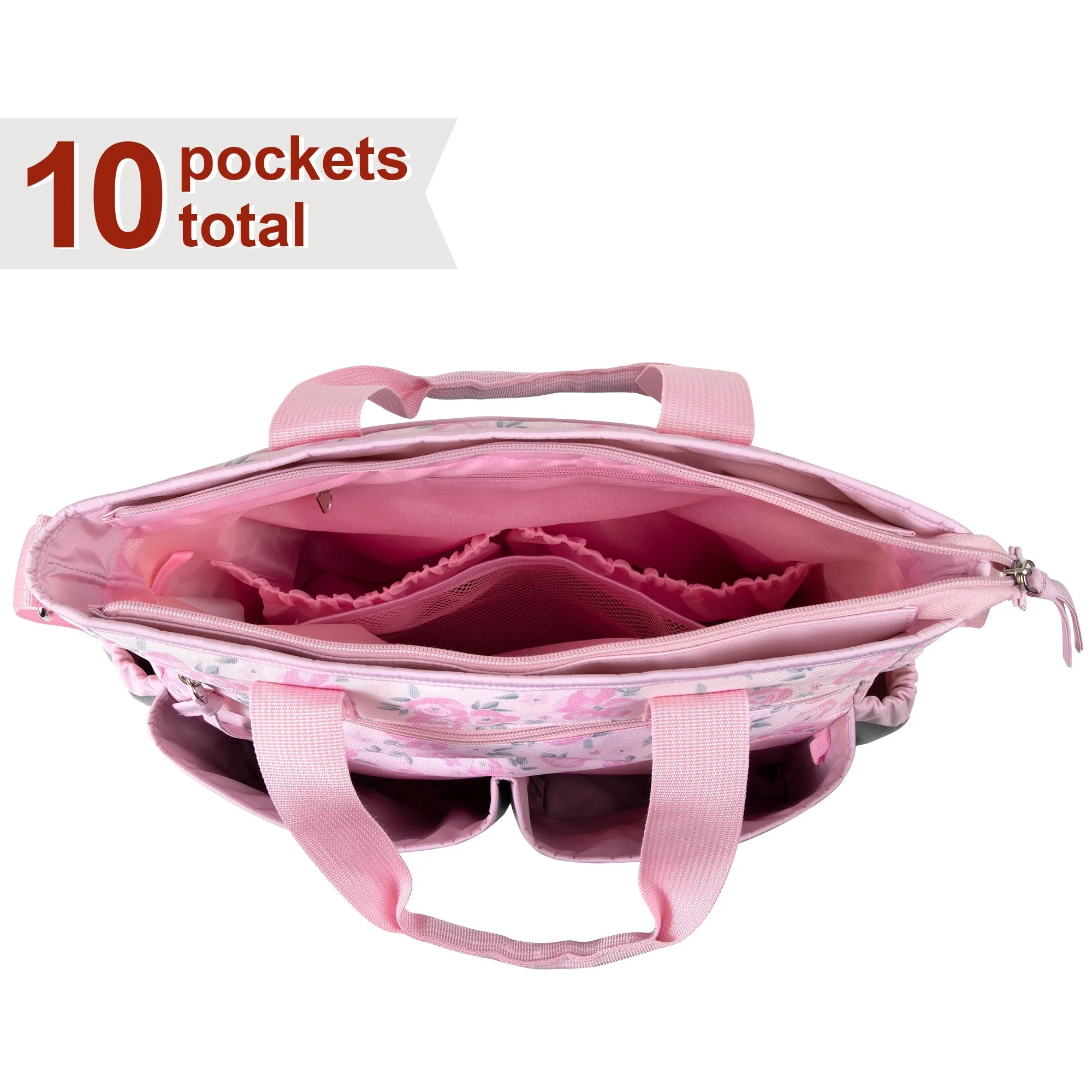 Baby Essentials 3 In 1 Pink Baby Girl Themed Diaper Bag Wholesale