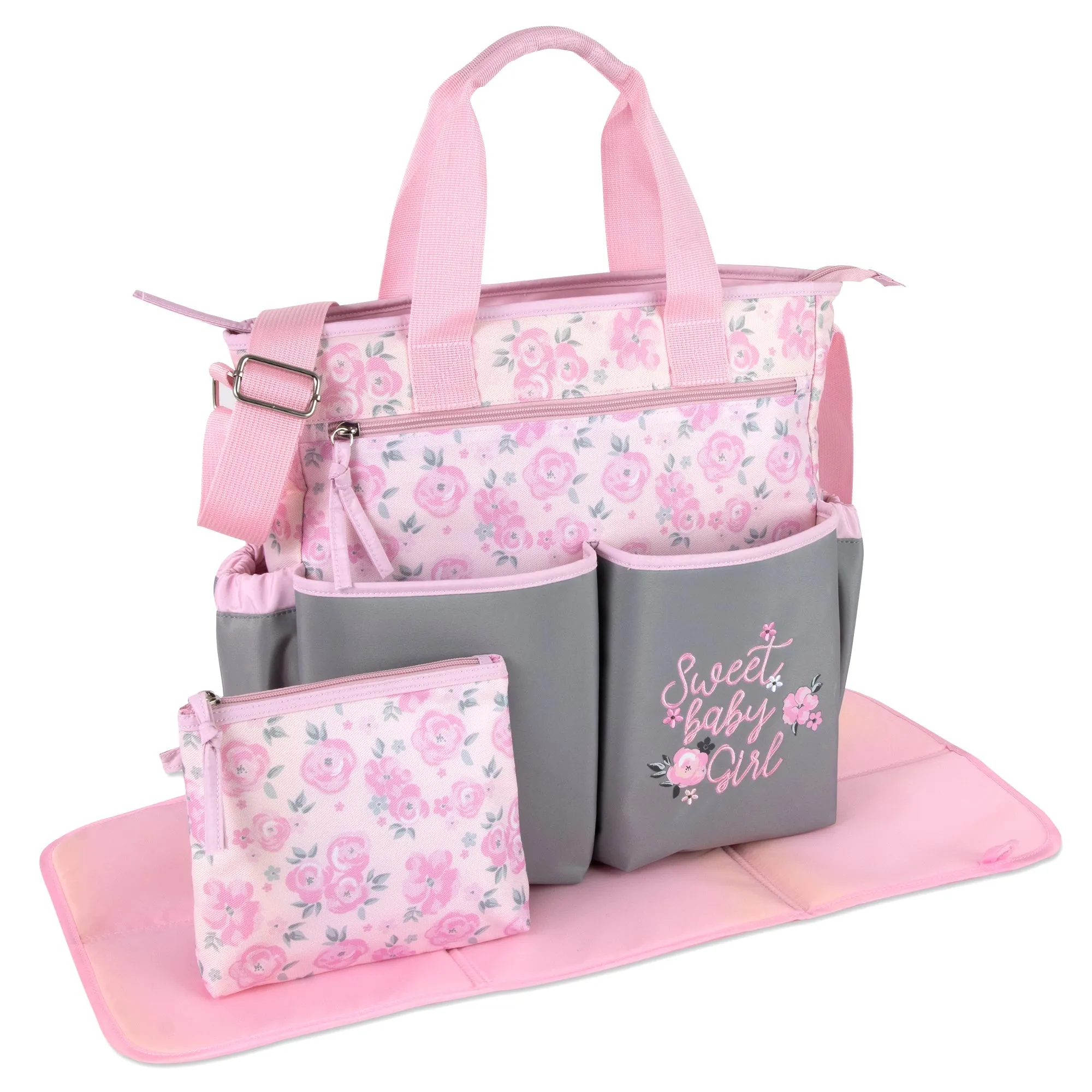 Baby Essentials 3 In 1 Pink Baby Girl Themed Diaper Bag Wholesale