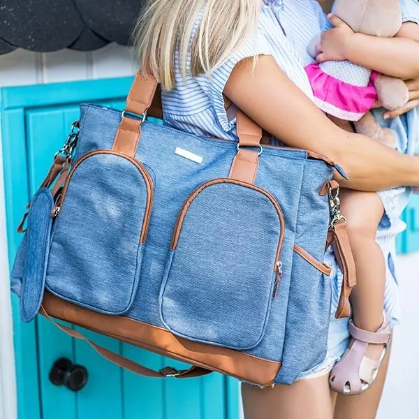 Baby Nappy Multi-Functional Diaper Bag Set With Changing Mat Babyono Glam Blue
