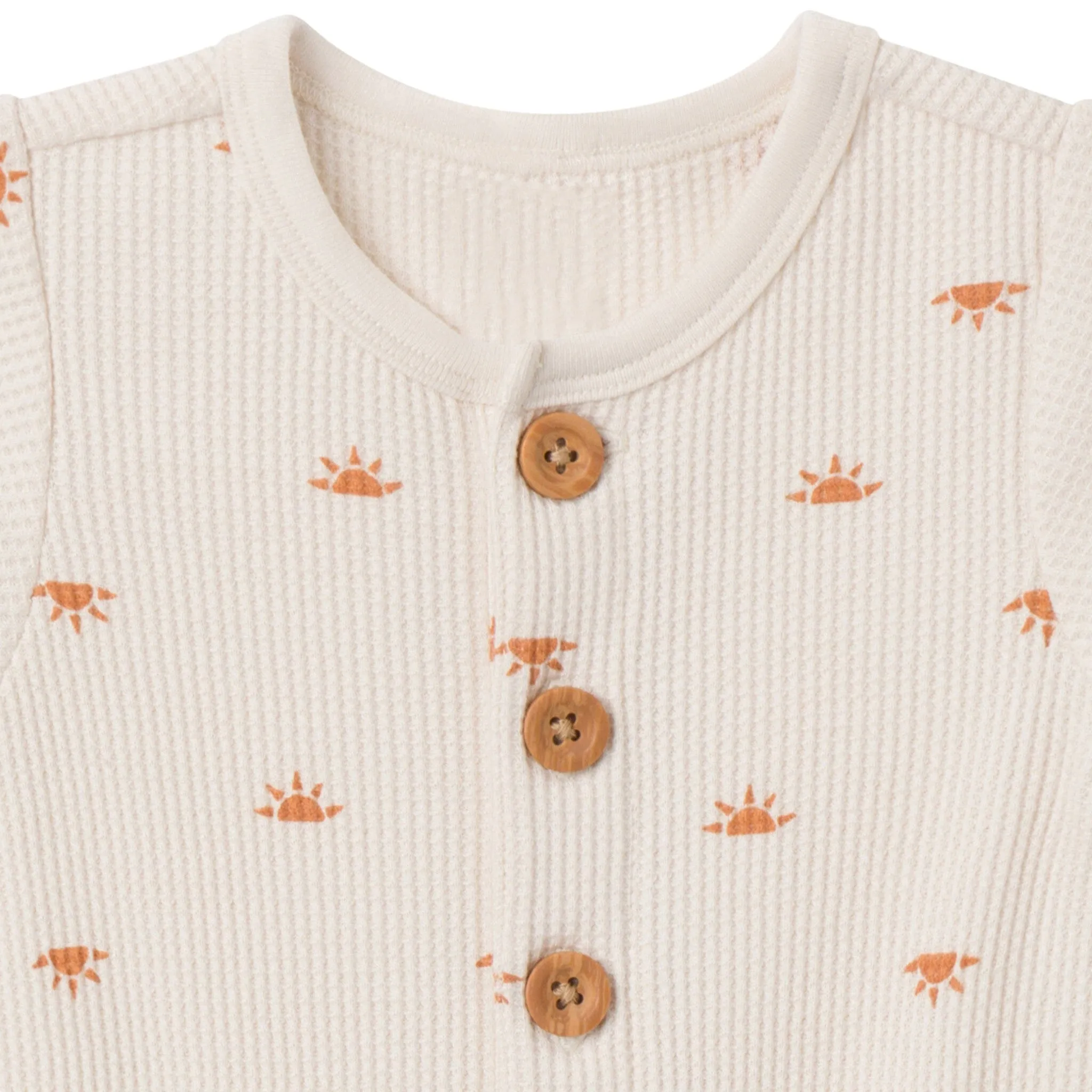 Baby Neutral Beige Suns Short Sleeve Long Leg Romper
