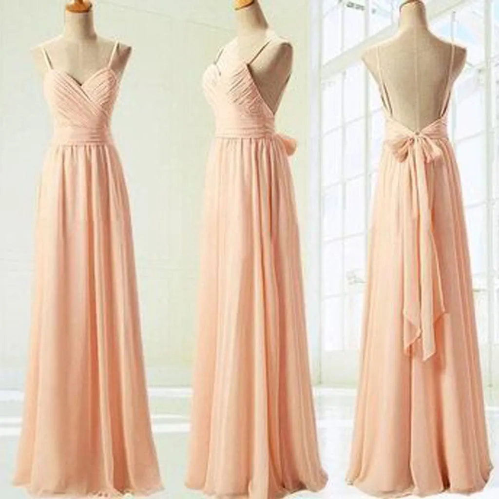 Backless Chiffon Sweet Heart Floor-Length Cheap Bridesmaid Dresses, BG51349