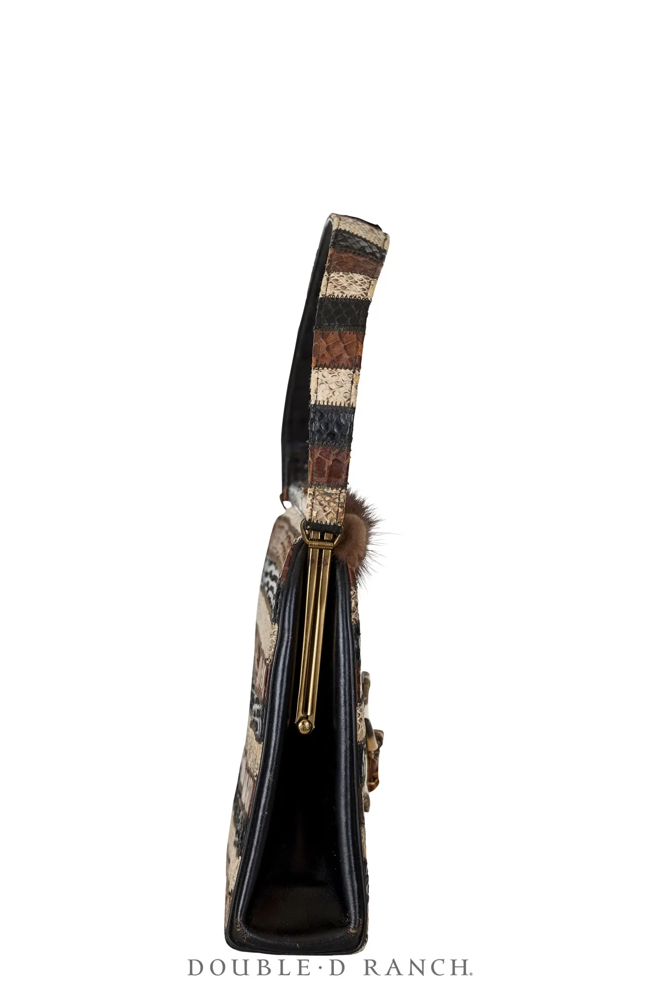 Bag, Silver Label, Striped Snakeskin, Longhorn Buckle, Repurposed, 1364