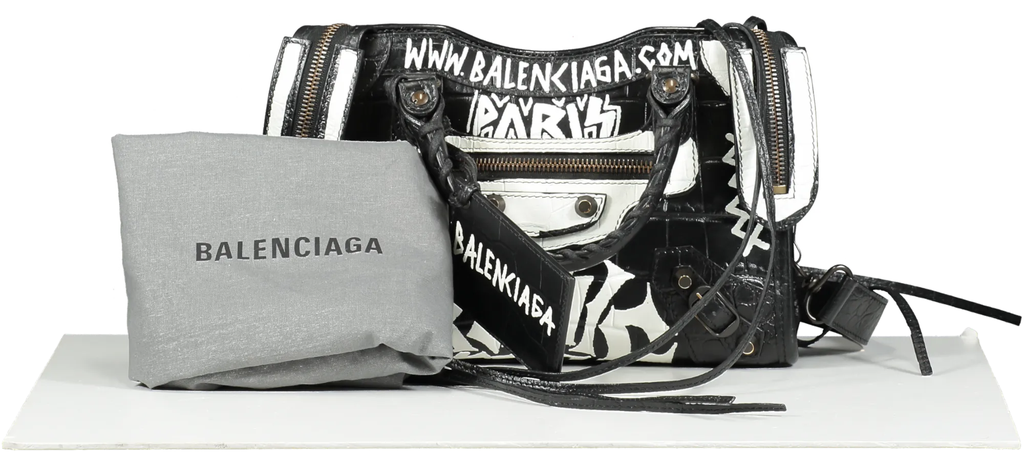 Balenciaga Black Mini Classic City Graffiti Bag