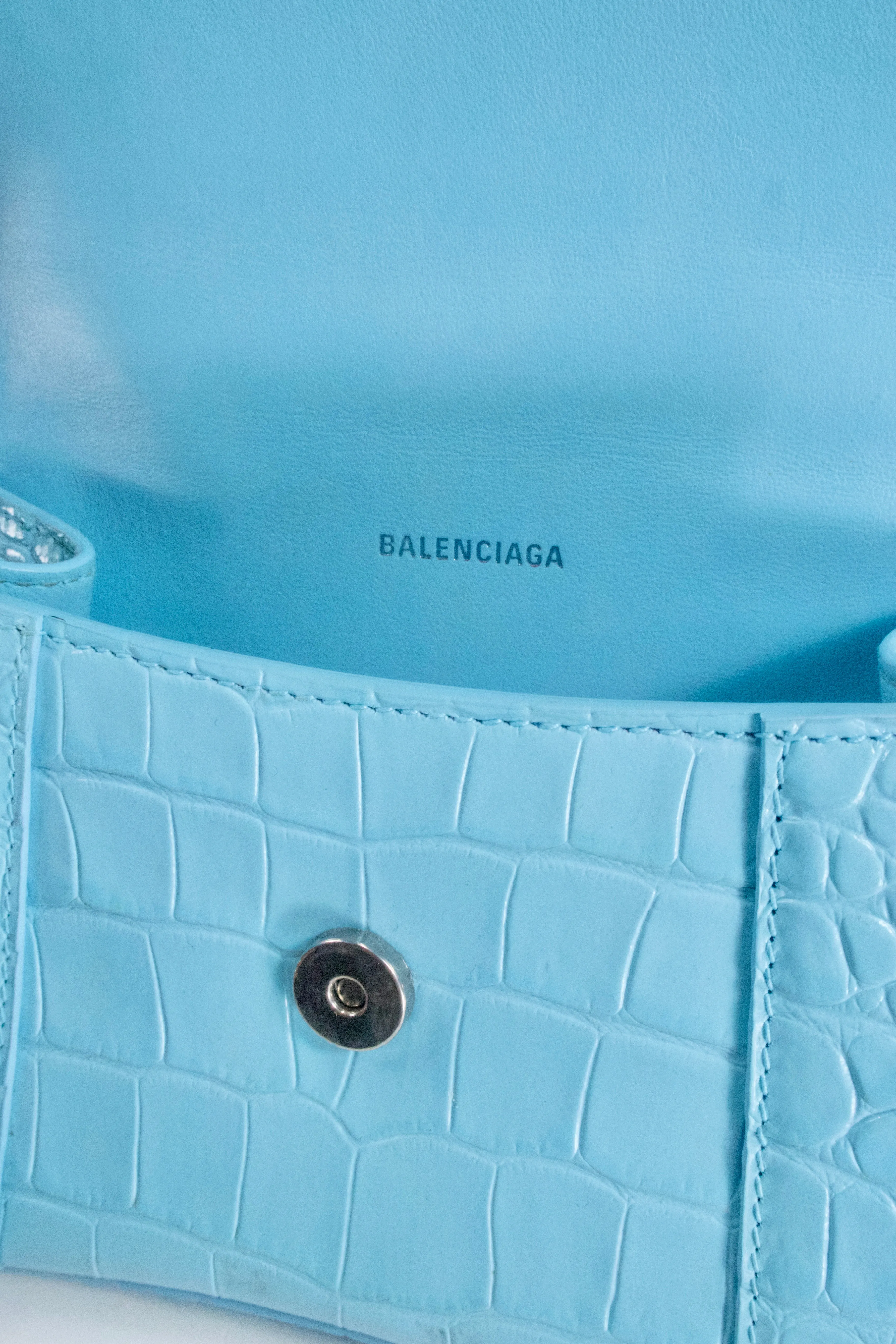 Balenciaga Blue Hourglass Top-handle Bag Turquoise One Size