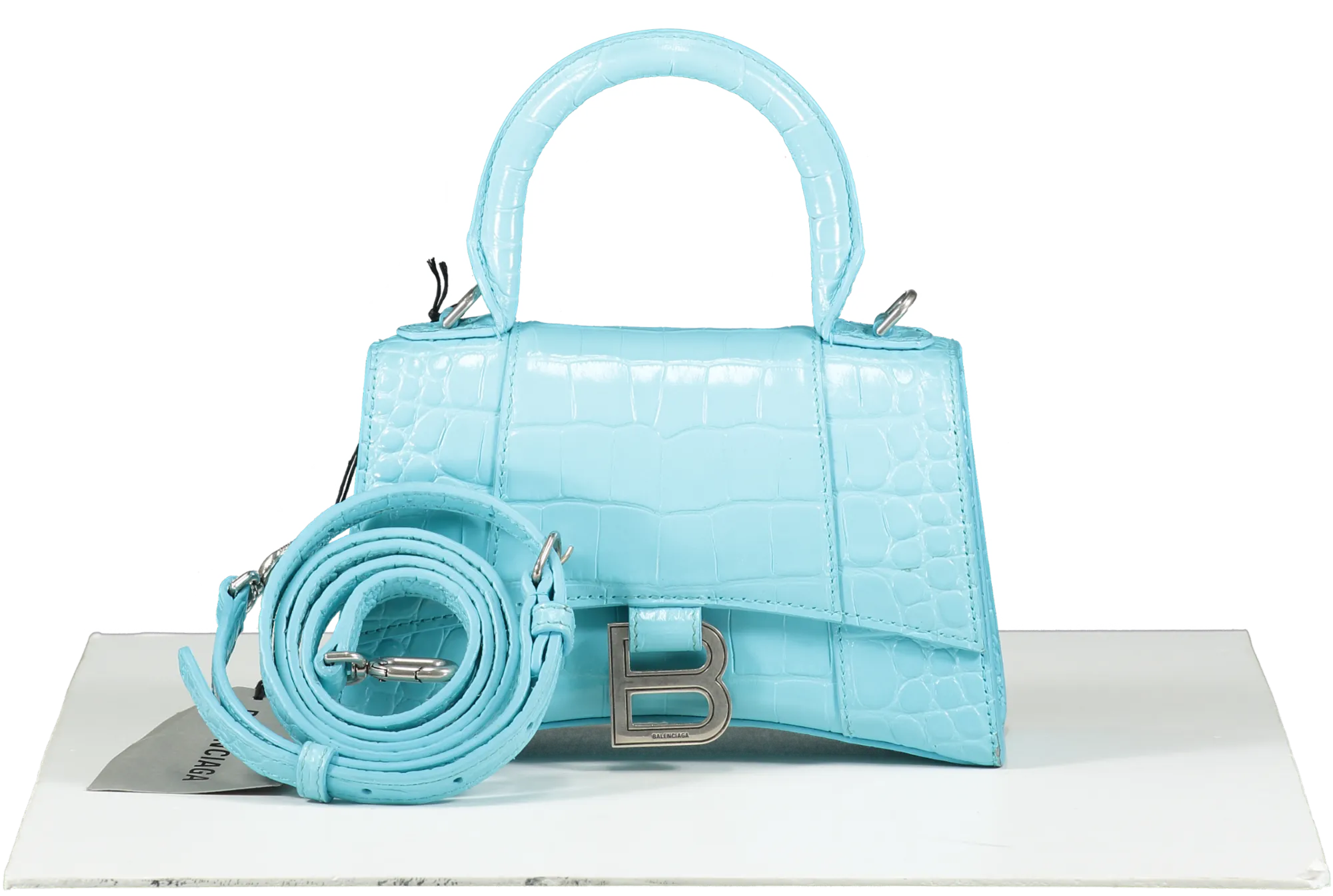 Balenciaga Blue Hourglass Top-handle Bag Turquoise One Size