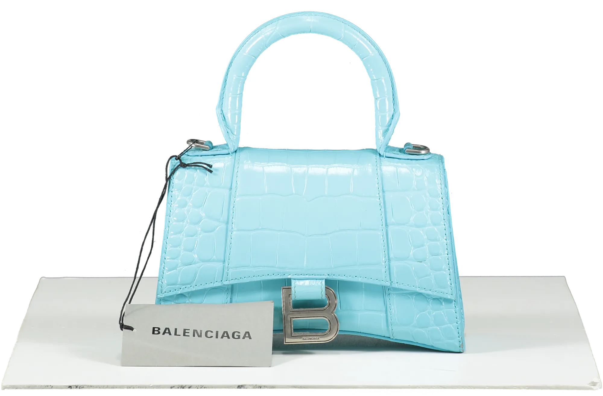 Balenciaga Blue Hourglass Top-handle Bag Turquoise One Size