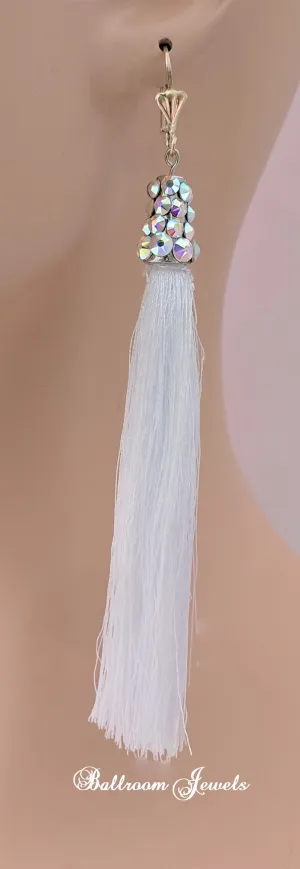 Ballroom White Tassel drop earrings