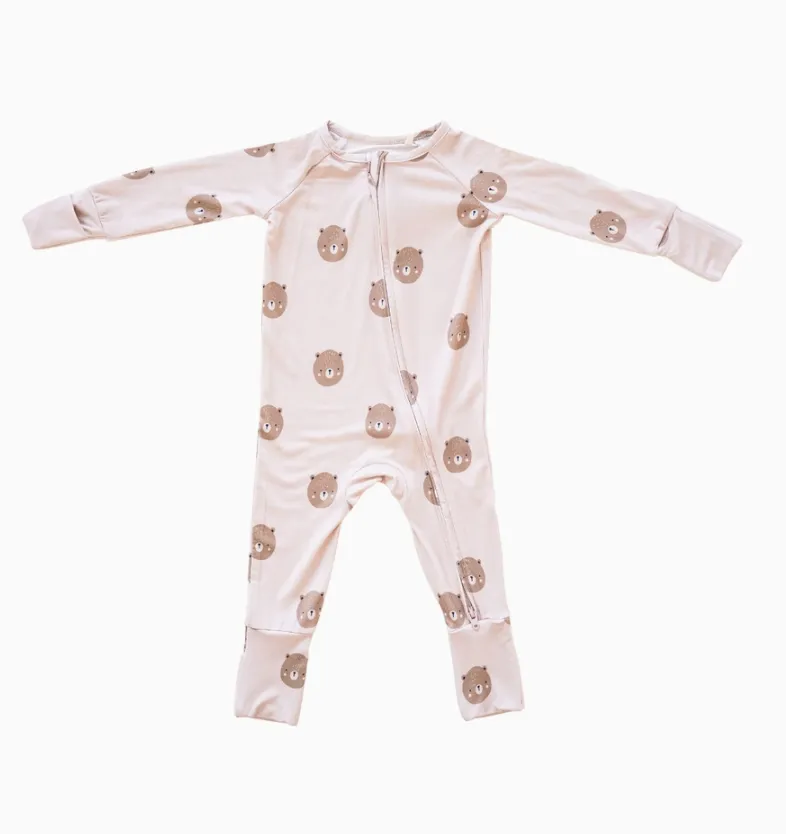 Bamboo 2-Way Convertible Zip Romper-Teddy