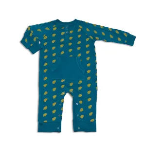 Bamboo Long Sleeve Romper w/Kangaroo Pocket (Dotty Leaf Print)