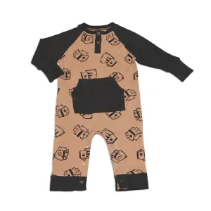 Bamboo Long Sleeve Romper w/Kangaroo Pocket (Story Book Bear Print)