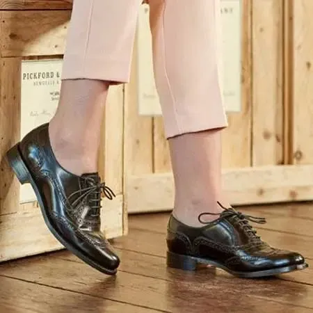 BARKER Freya Shoes – Ladies Brogues - Black Hi-Shine