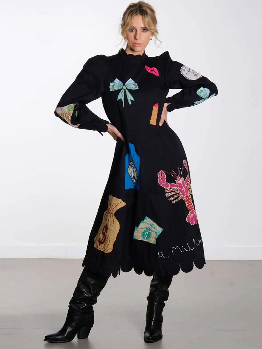 Bead Embellished Dress - Black