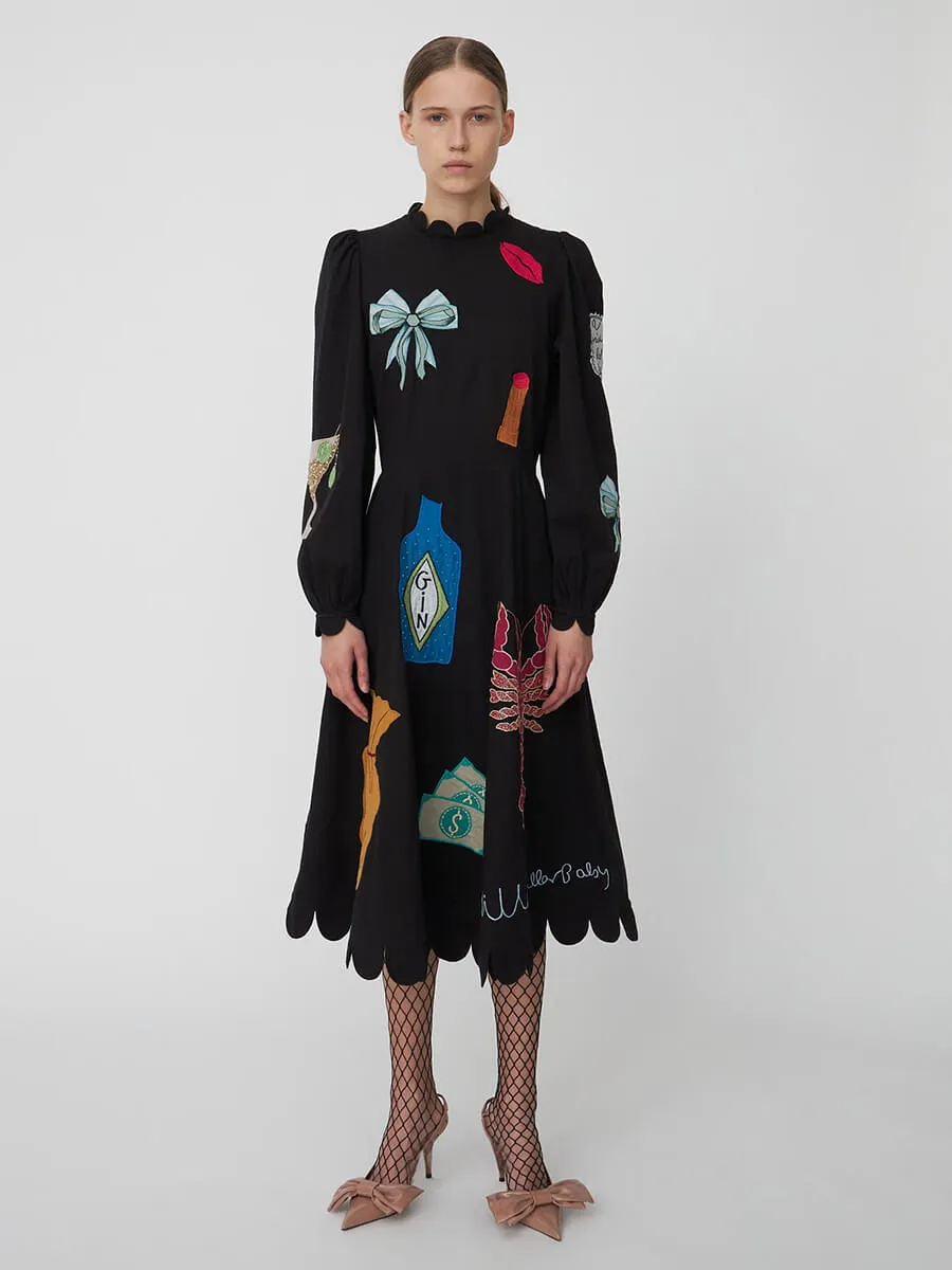 Bead Embellished Dress - Black