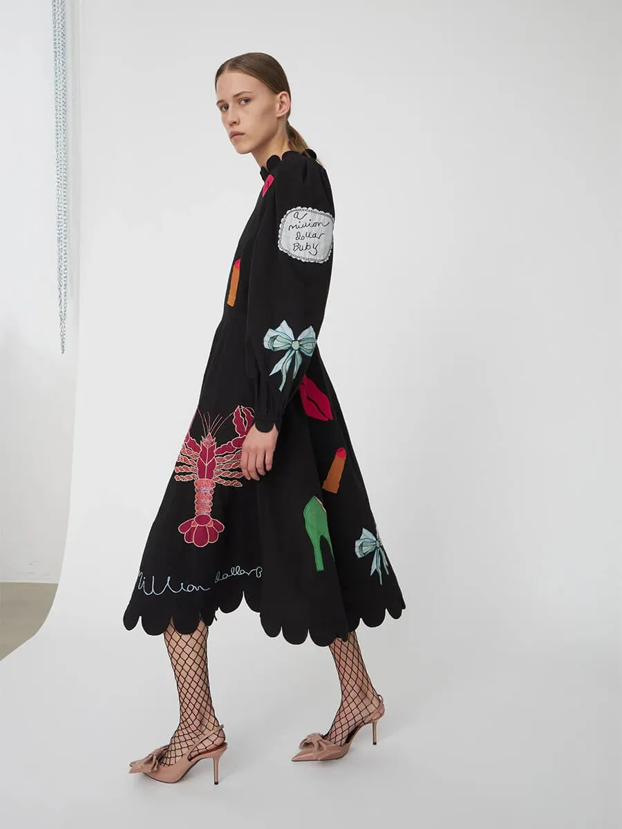 Bead Embellished Dress - Black
