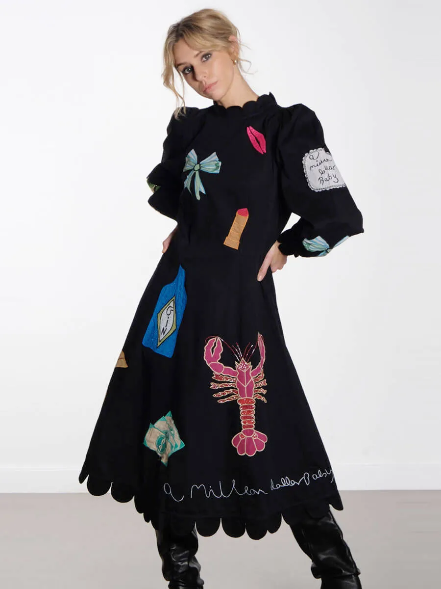 Bead Embellished Dress - Black