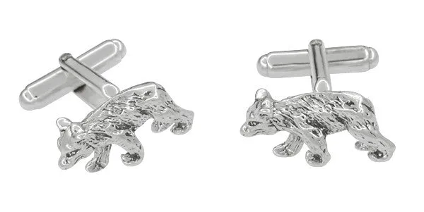 Bear Cufflinks in Sterling Silver