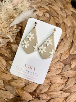 Beige Daisy Statement Earrings