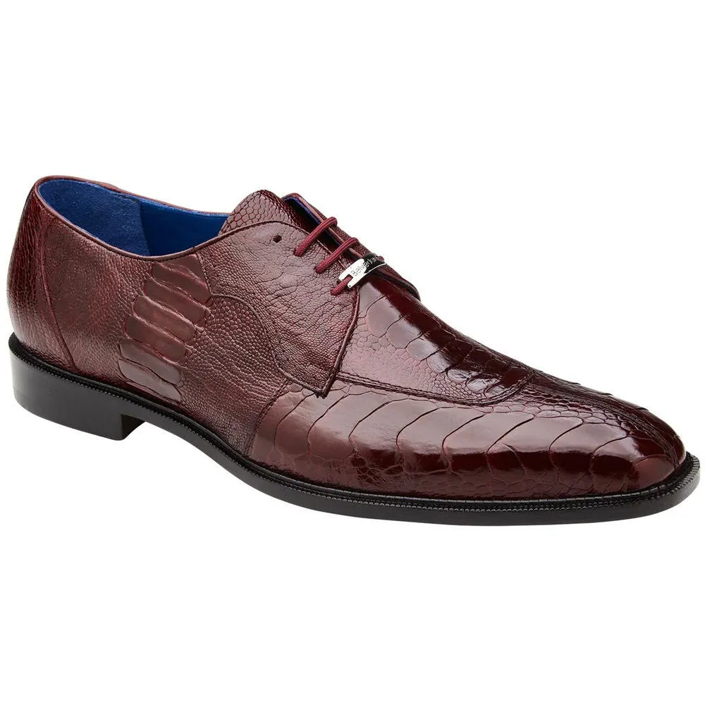 Belvedere Siena Men's Lace-Up Oxford Burgundy Genuine Ostrich Shoe