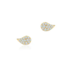 Birks 18K Yellow Gold Petale Diamond Pave Small Studs