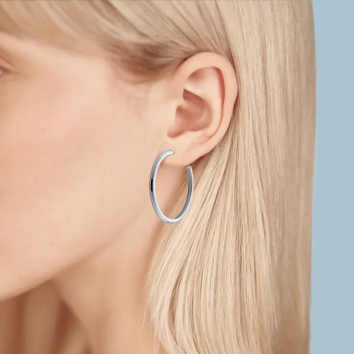 Birks Sterling Bold Round 35mm Hoops