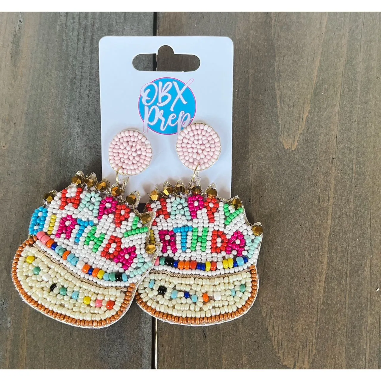 Birthday Cake Seed Beaded Drop Earrings