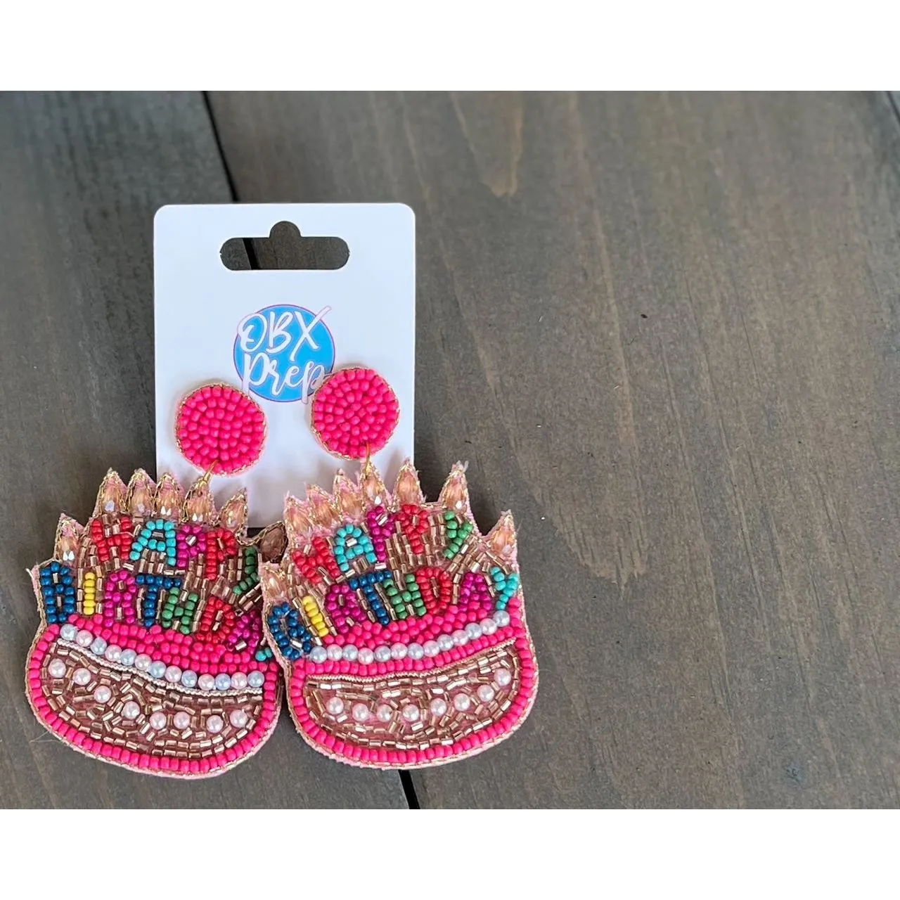 Birthday Cake Seed Beaded Drop Earrings