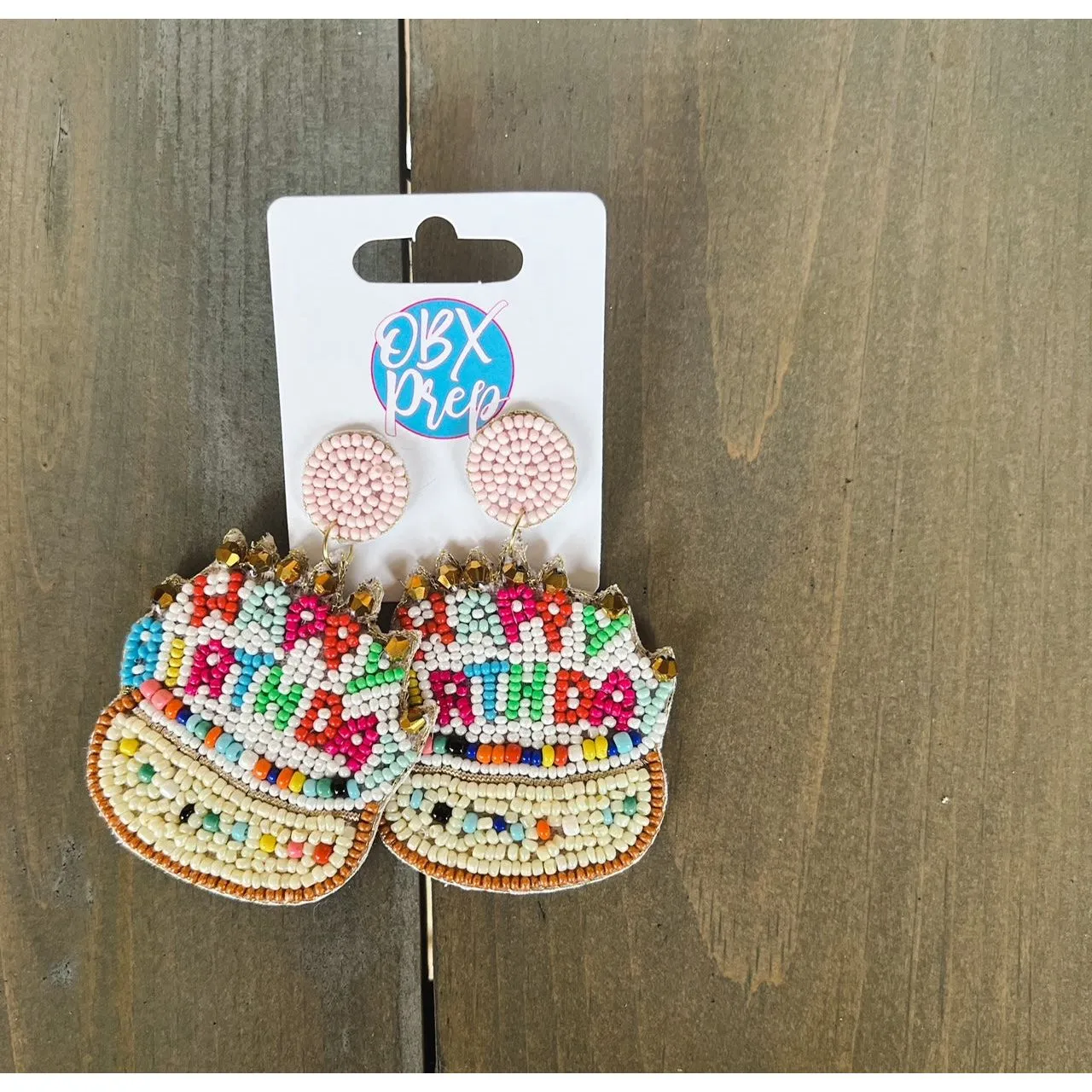 Birthday Cake Seed Beaded Drop Earrings