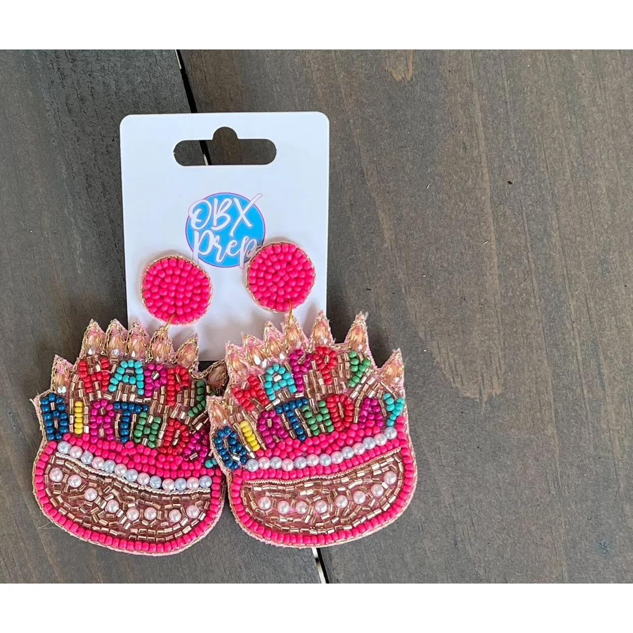 Birthday Cake Seed Beaded Drop Earrings
