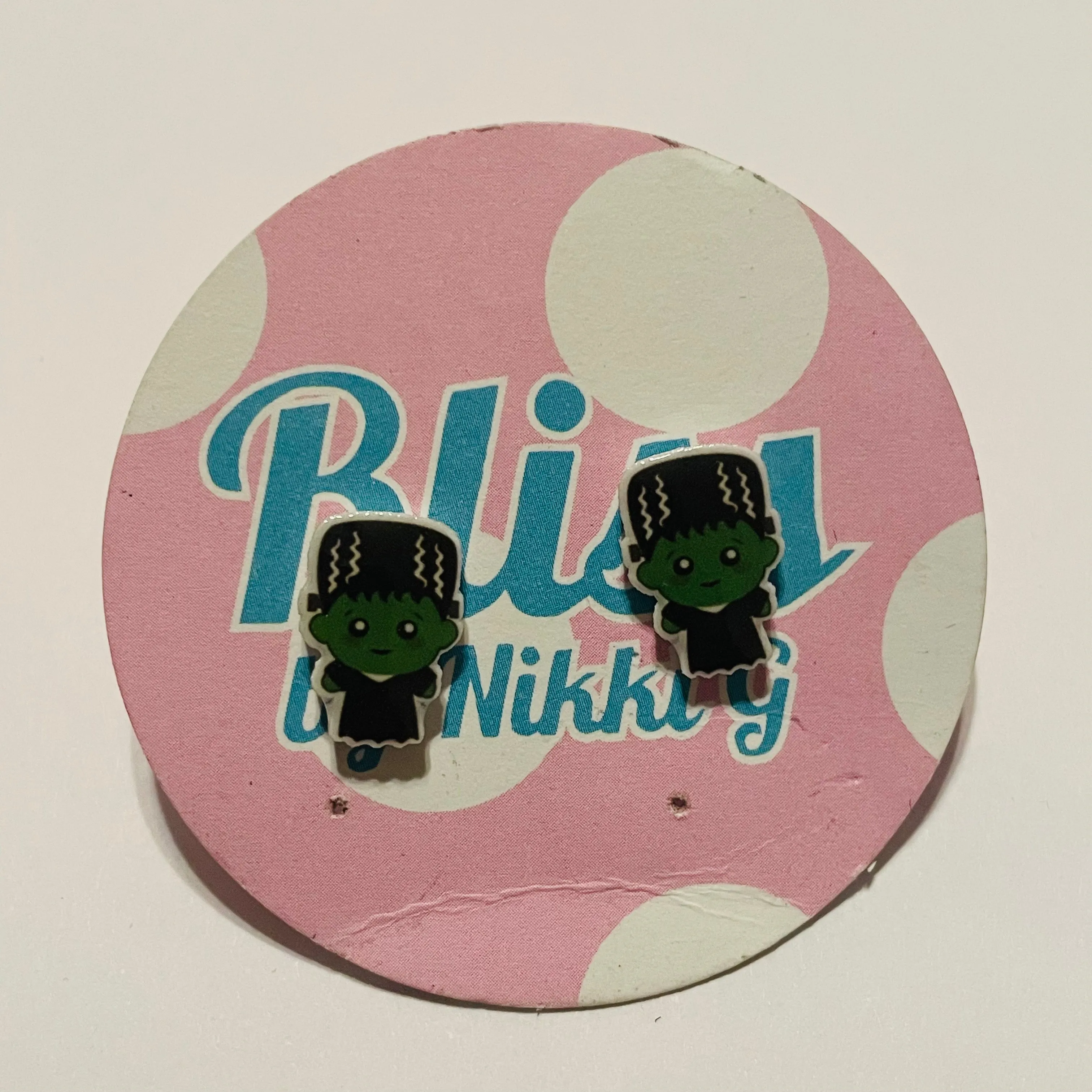 Bitty Frankenstein with Tall Hair Stud Earrings