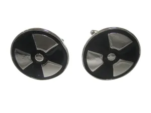 Black and Silver Toned Radioactive Symbol Cufflinks