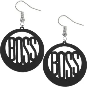Black Boss Wooden Dangle Earrings