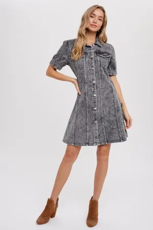 Black Denim A Line Dress