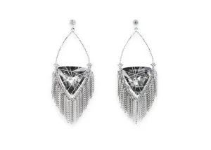 Black diamond statement tassel earrings